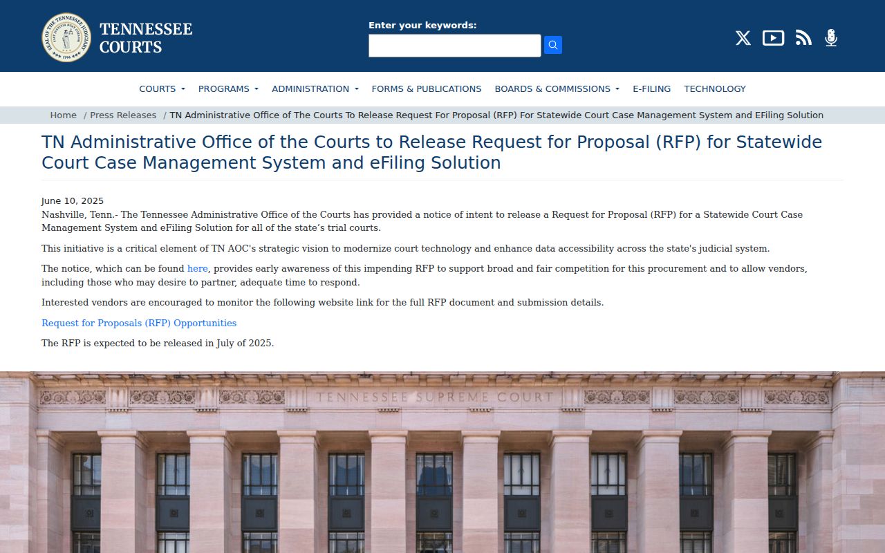 Hamblen County court record statewide system initiative