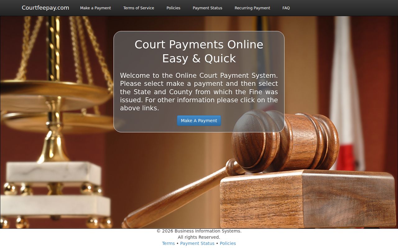 Hamblen County traffic ticket CourtFeePay landing screen