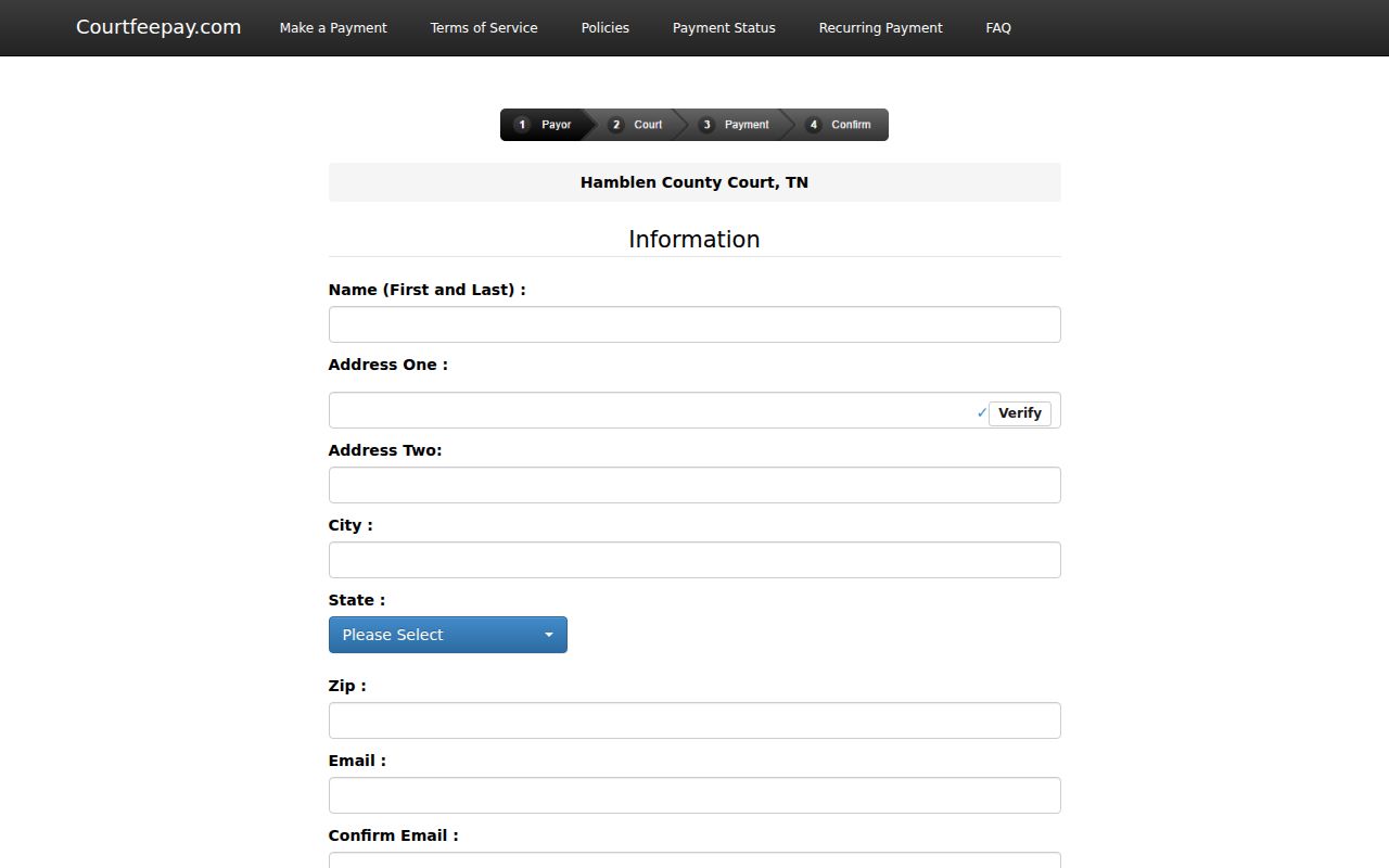 Hamblen County traffic ticket Sessions payment form